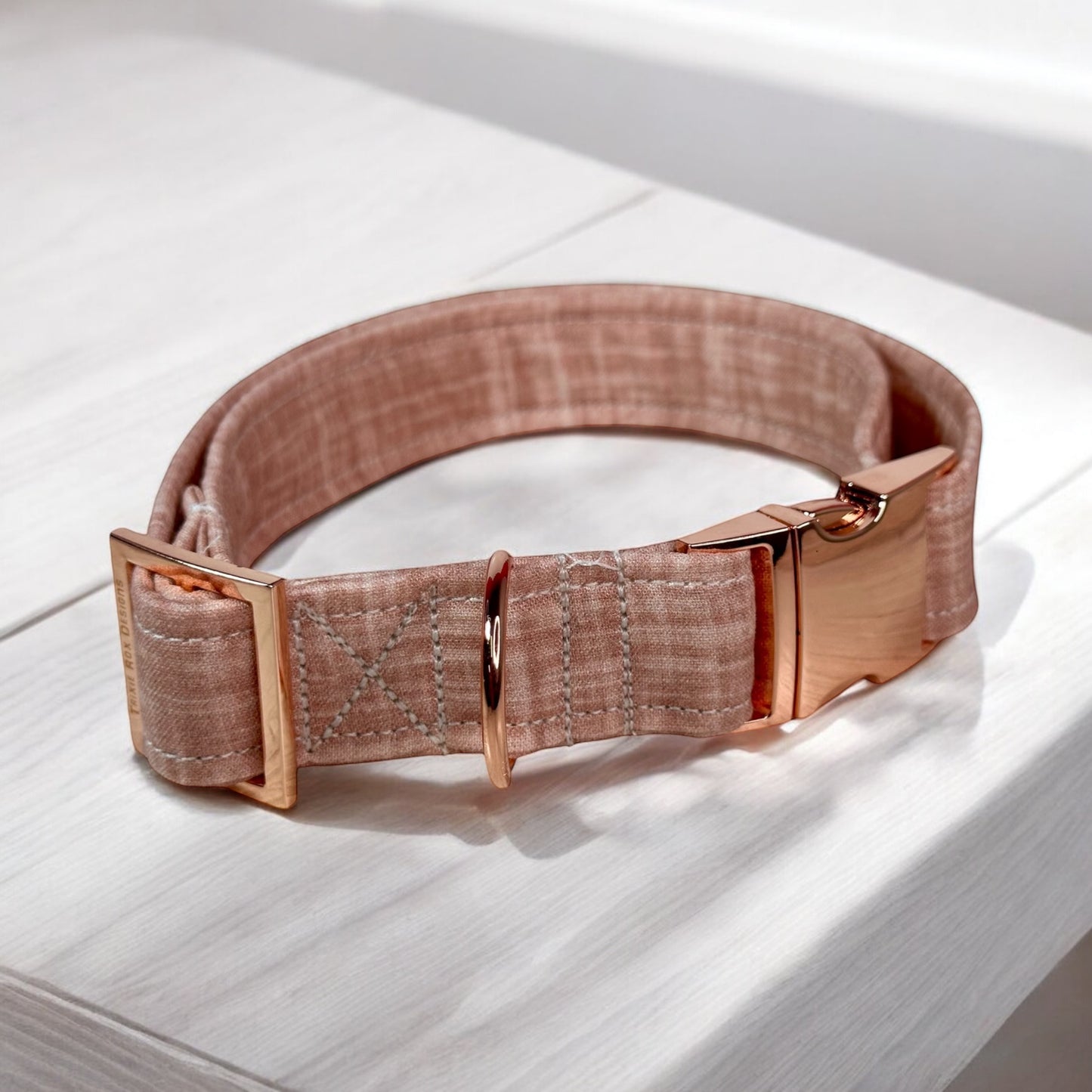 Personalized Engraved Dusty Pink Dog collar - Metal Side release dog collar