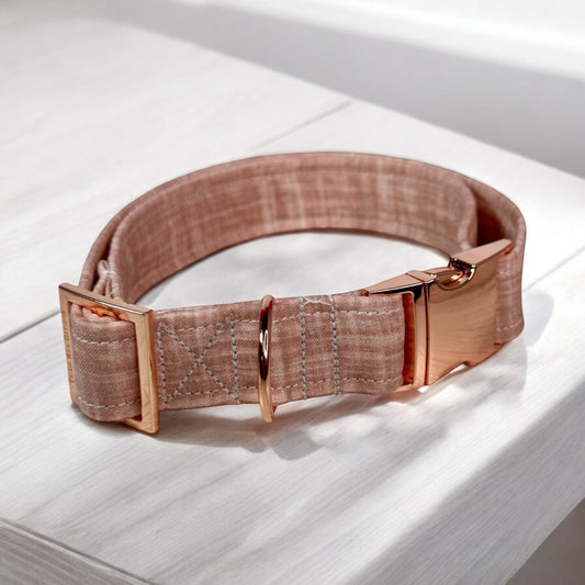 Personalized Engraved Dusty Pink Dog collar - Metal Side release dog collar