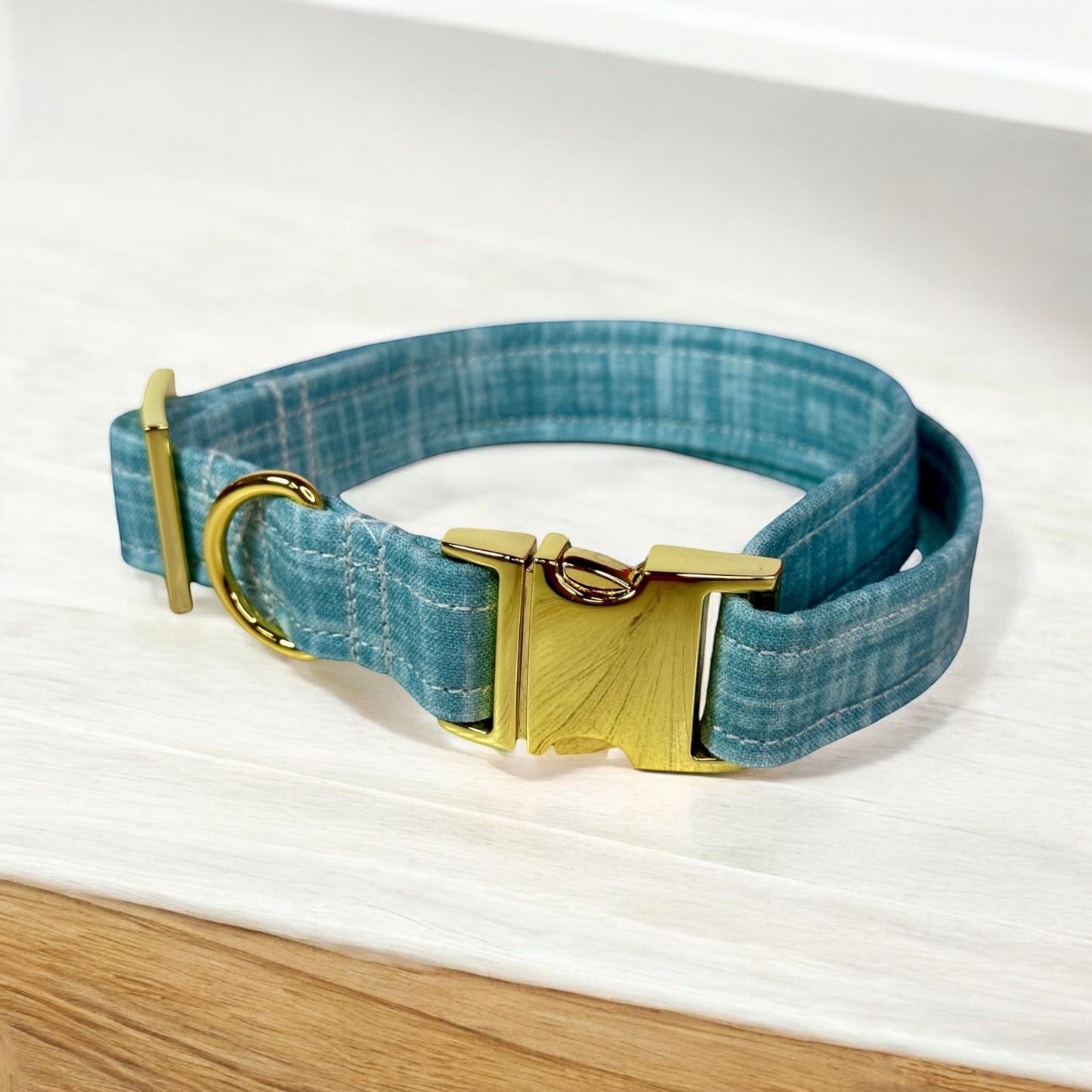 Personalized Engraved Slate Blue Dog collar - Metal Side release dog collar
