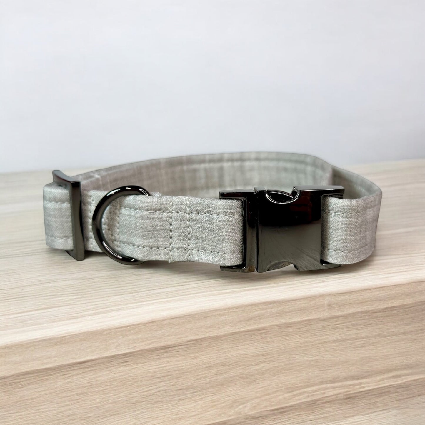 Personalized Engraved Gray Dog collar - Metal Side release dog collar