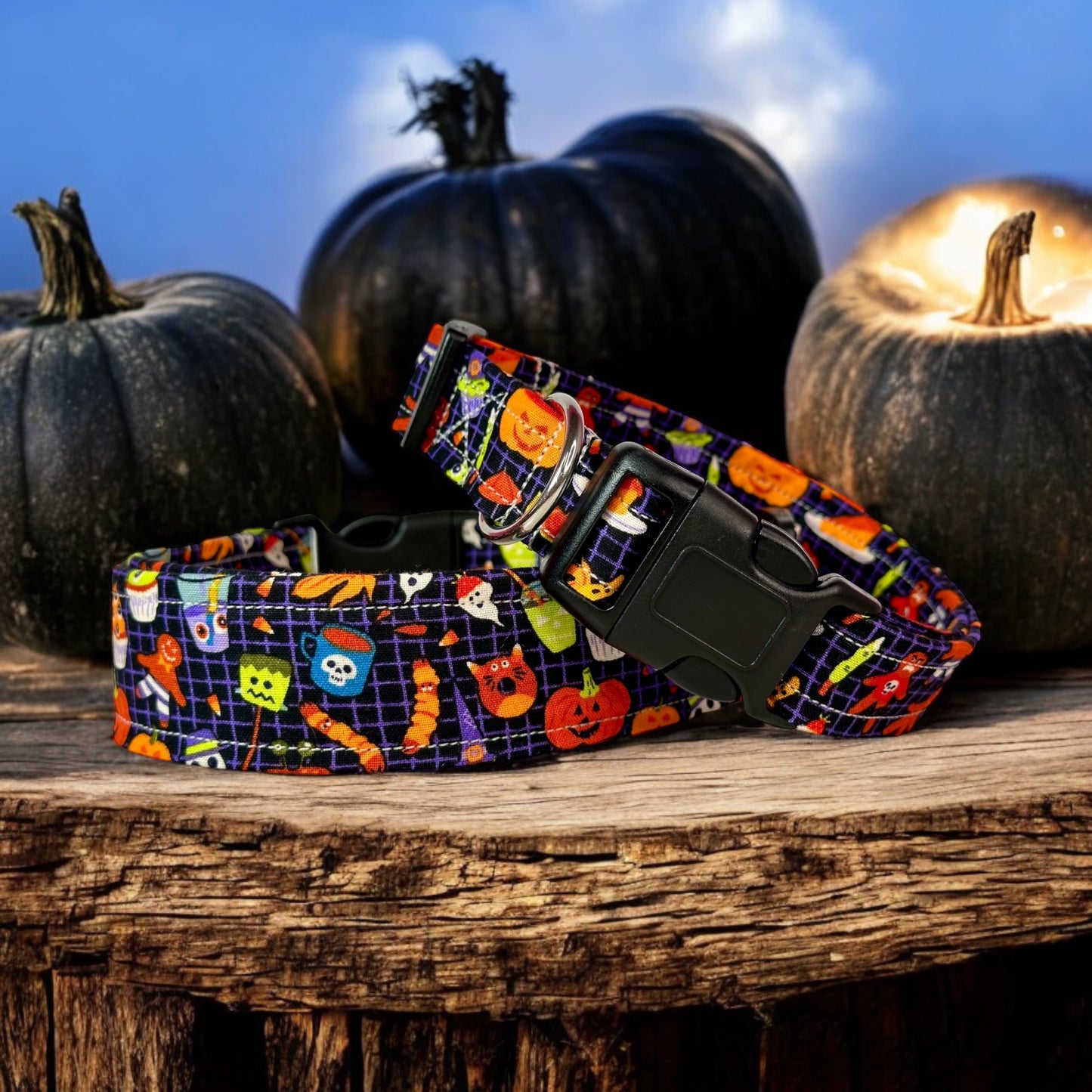 Halloween Food Dog collar, handmade side release dog collar