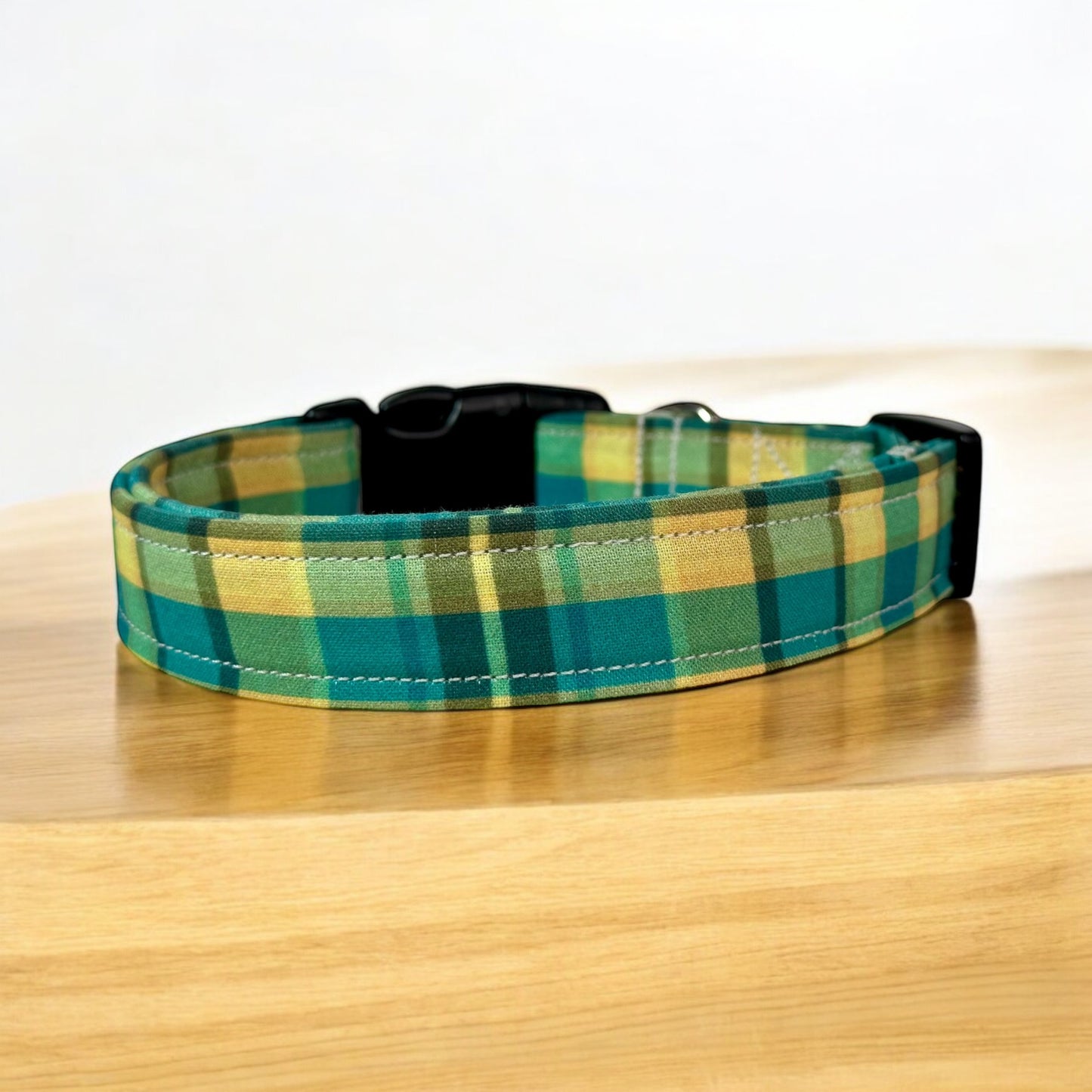 Plaid Dog collar, handmade side release dog collar