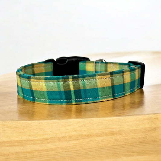 Plaid Dog collar, handmade side release dog collar