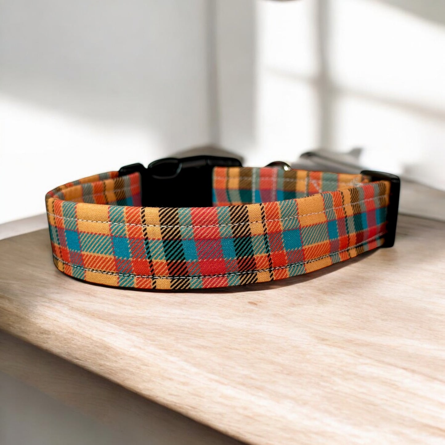 Plaid Dog collar, handmade side release dog collar