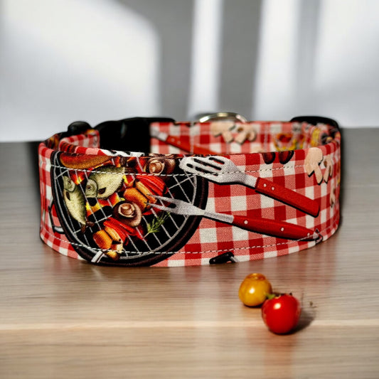 BBQ Food Dog collar, handmade side release dog collar