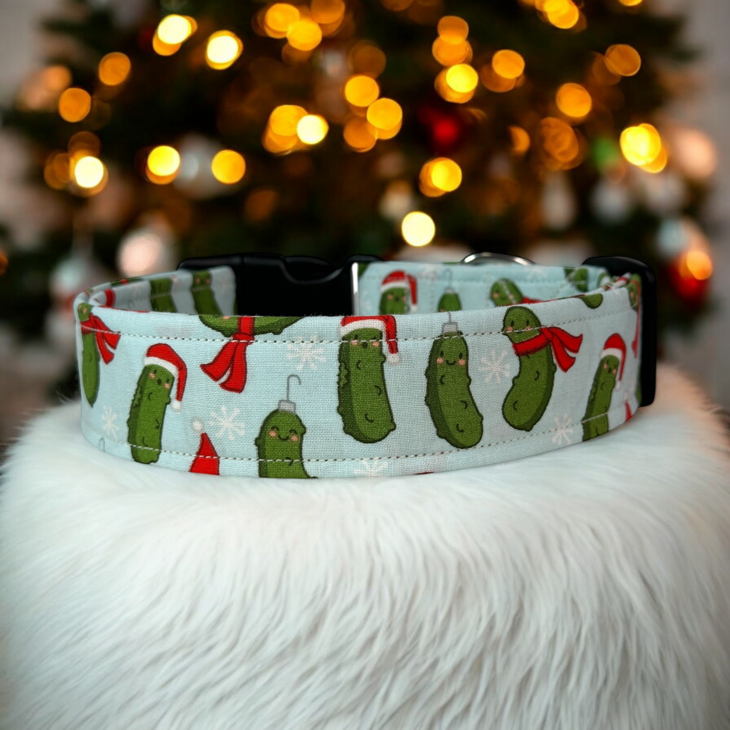 Christmas Pickle, food Dog collar, handmade side release dog collar