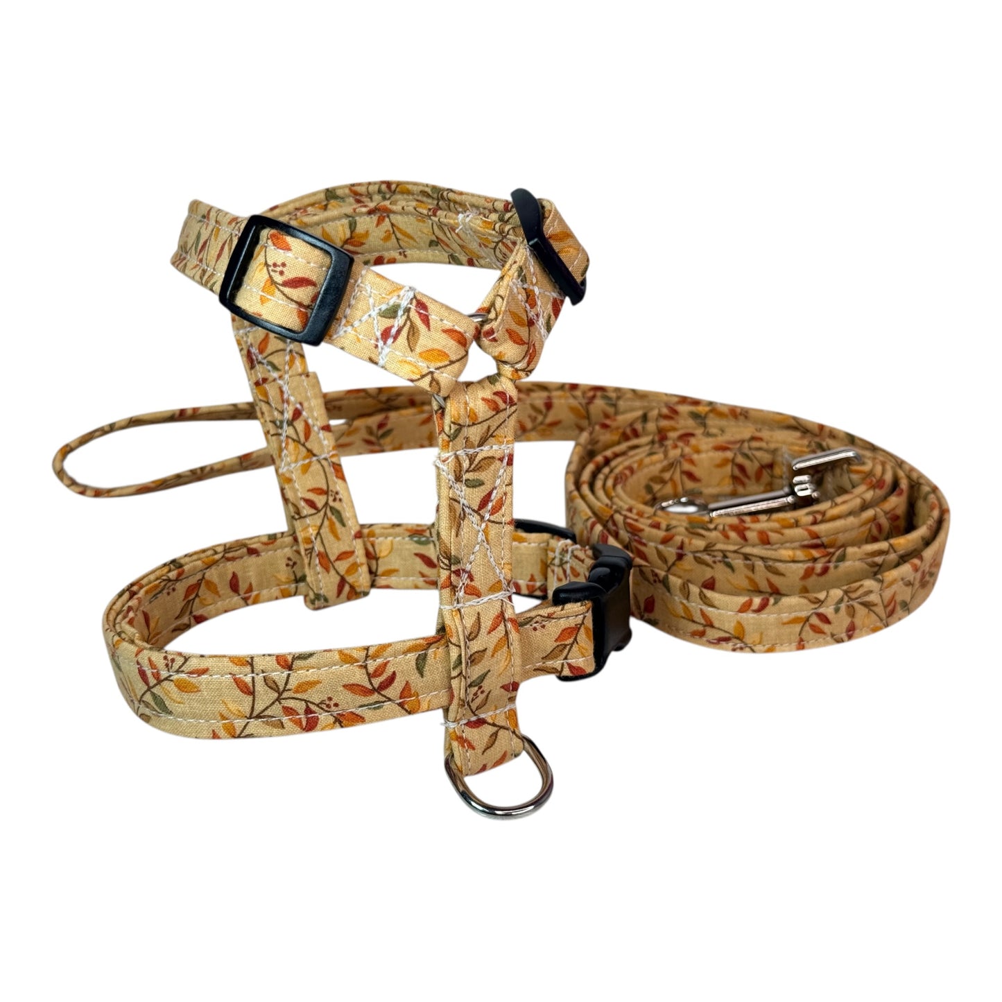 Fall Leaves and Vines Dog harness, Standard roman harness or Step in harness. With or without matching leash