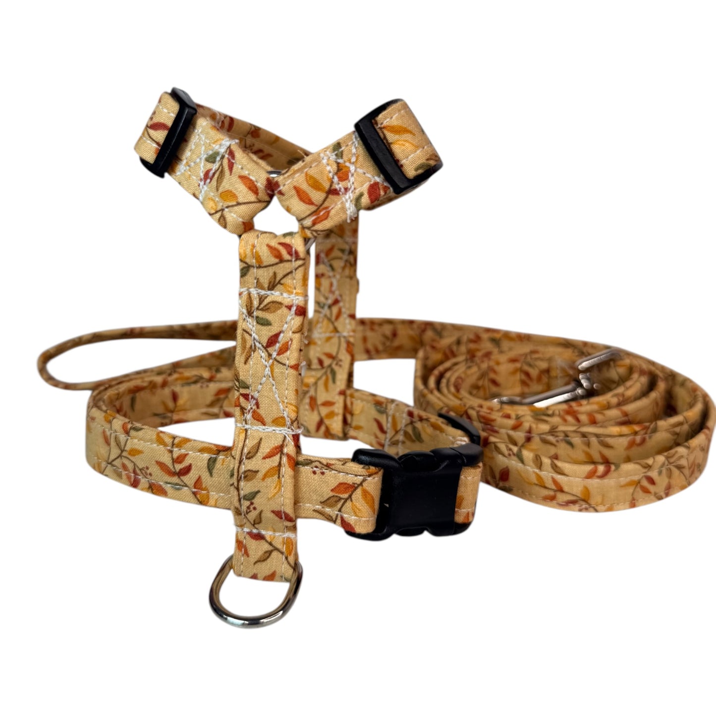 Fall Leaves and Vines Dog harness, Standard roman harness or Step in harness. With or without matching leash