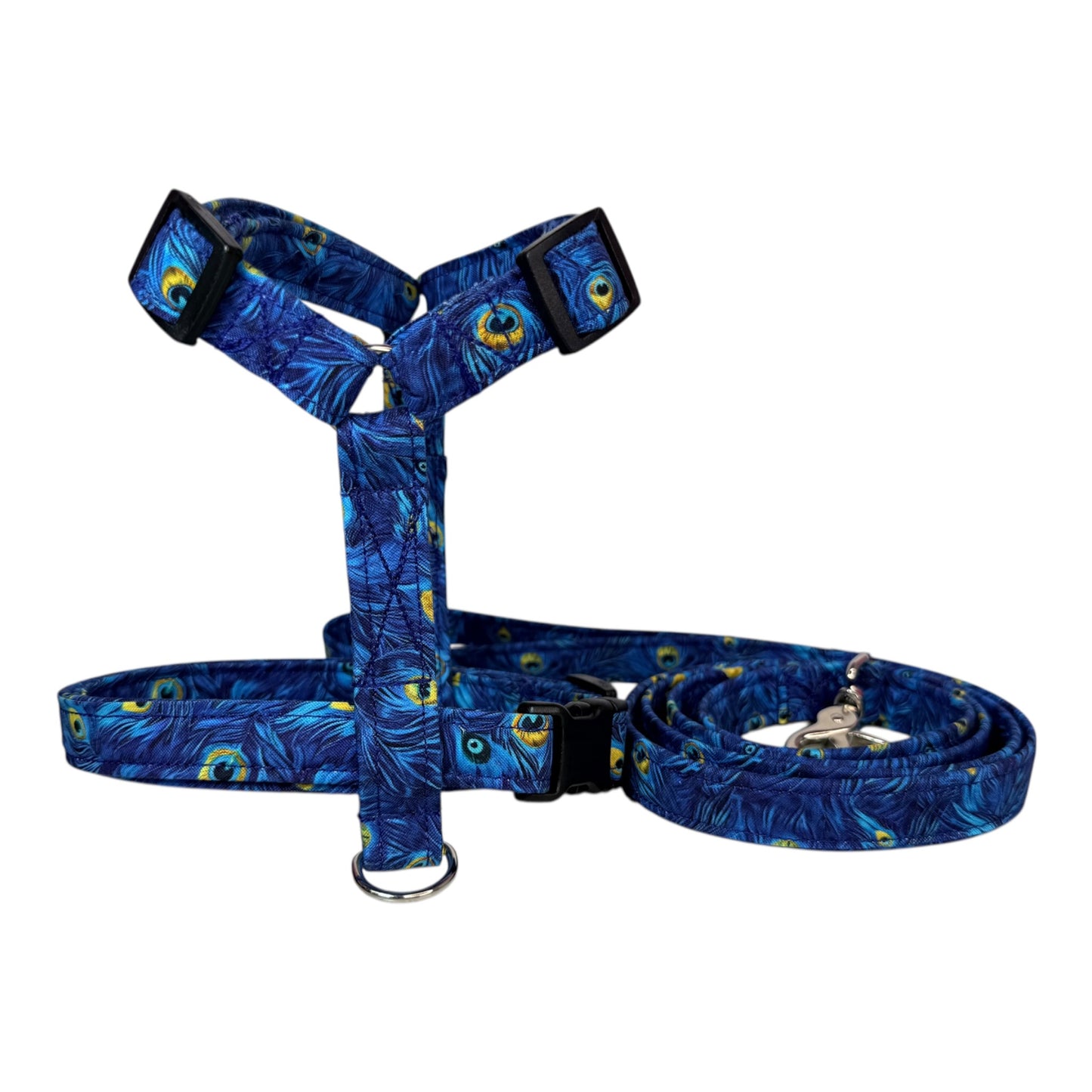 Peacock Feather Dog harness, Standard roman harness or Step in harness. With or without matching leash