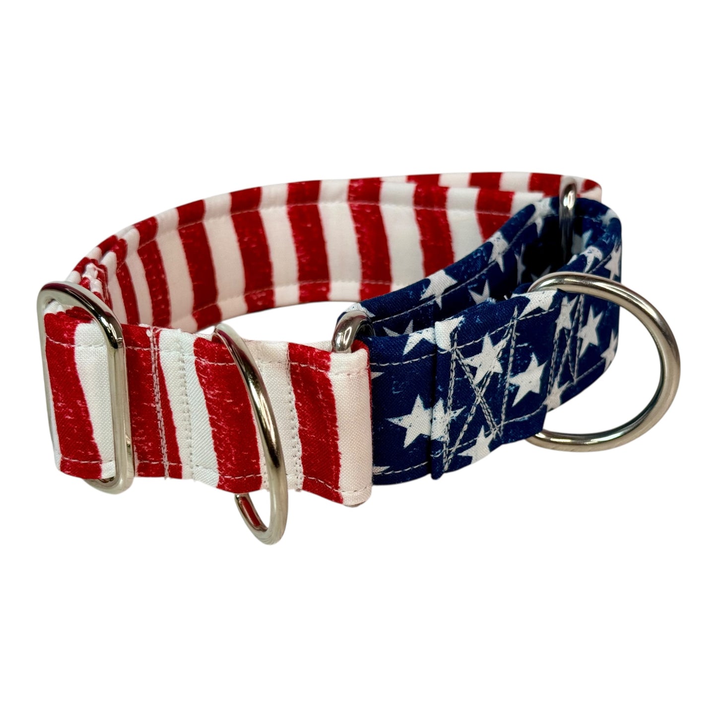 Stars and Stripes martingale dog collar - No buckle, gentle choke training collar