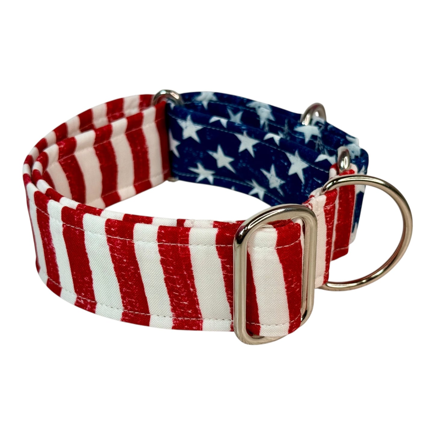 Stars and Stripes martingale dog collar - No buckle, gentle choke training collar