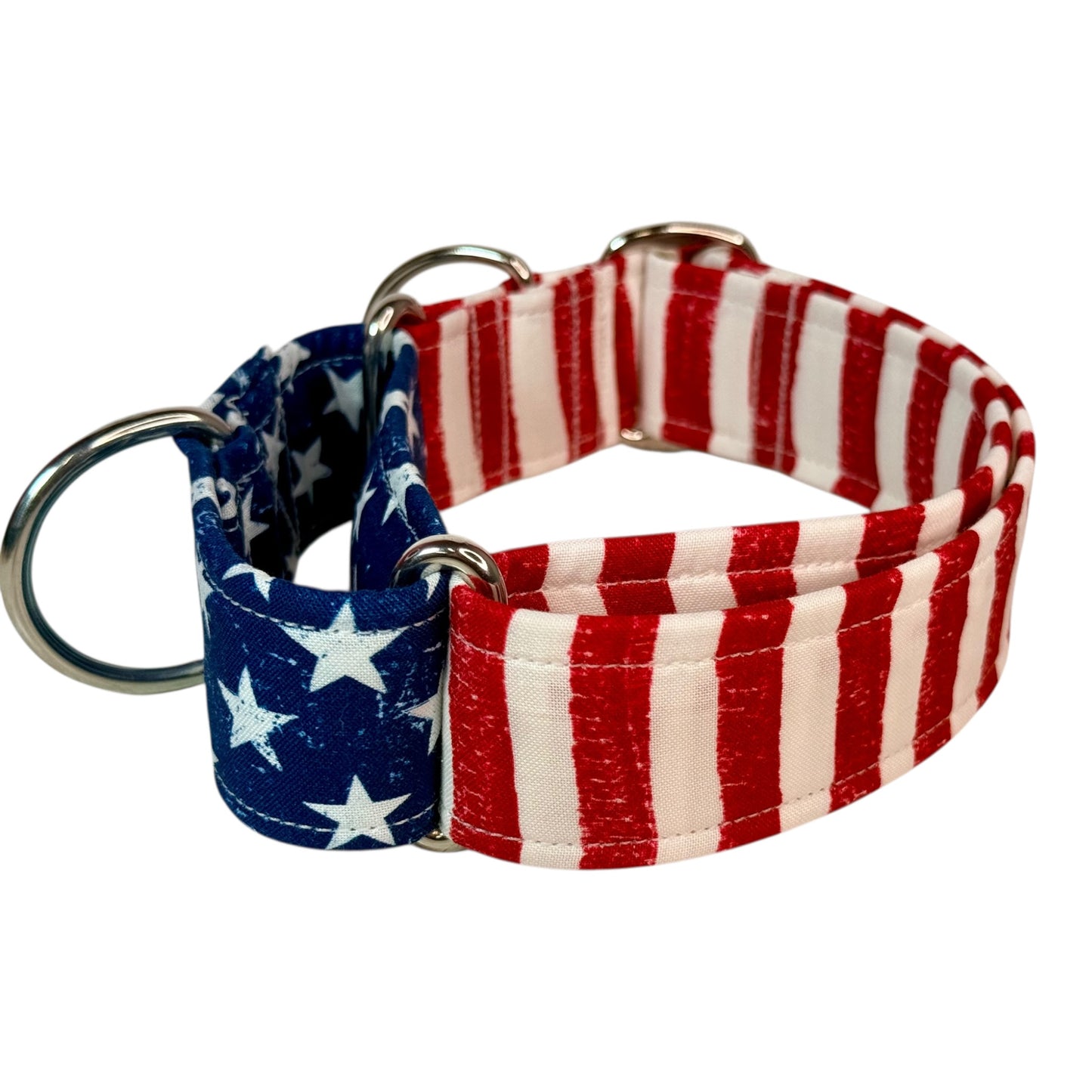 Stars and Stripes martingale dog collar - No buckle, gentle choke training collar
