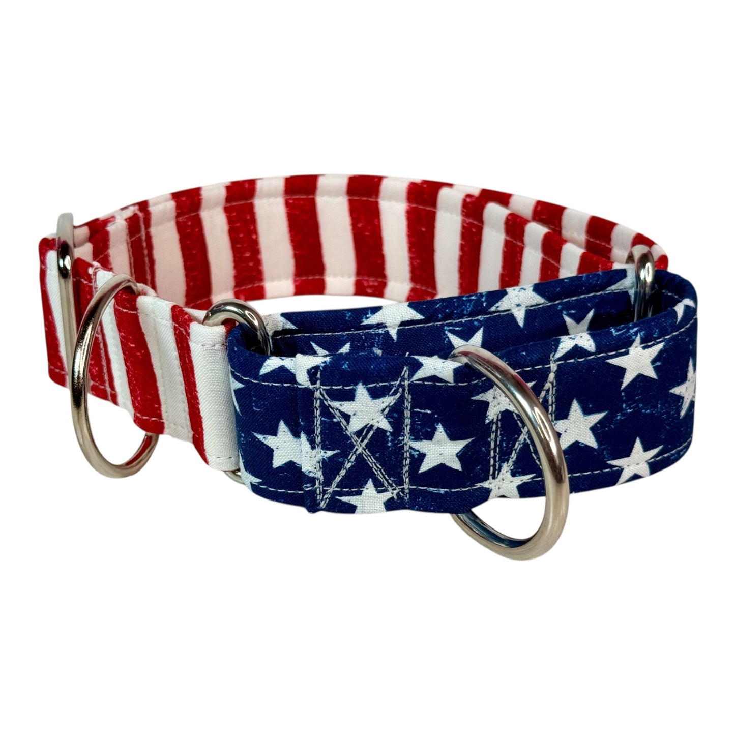 Stars and Stripes martingale dog collar - No buckle, gentle choke training collar