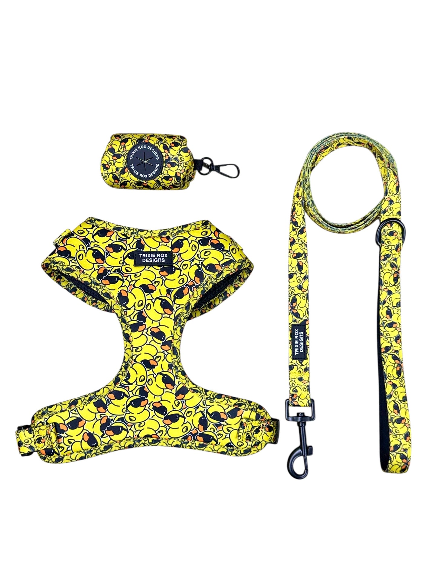 Rubber Duck Neoprene Dog Harness – Adjustable & Comfortable | Add Matching Leash & Poop Bag Set