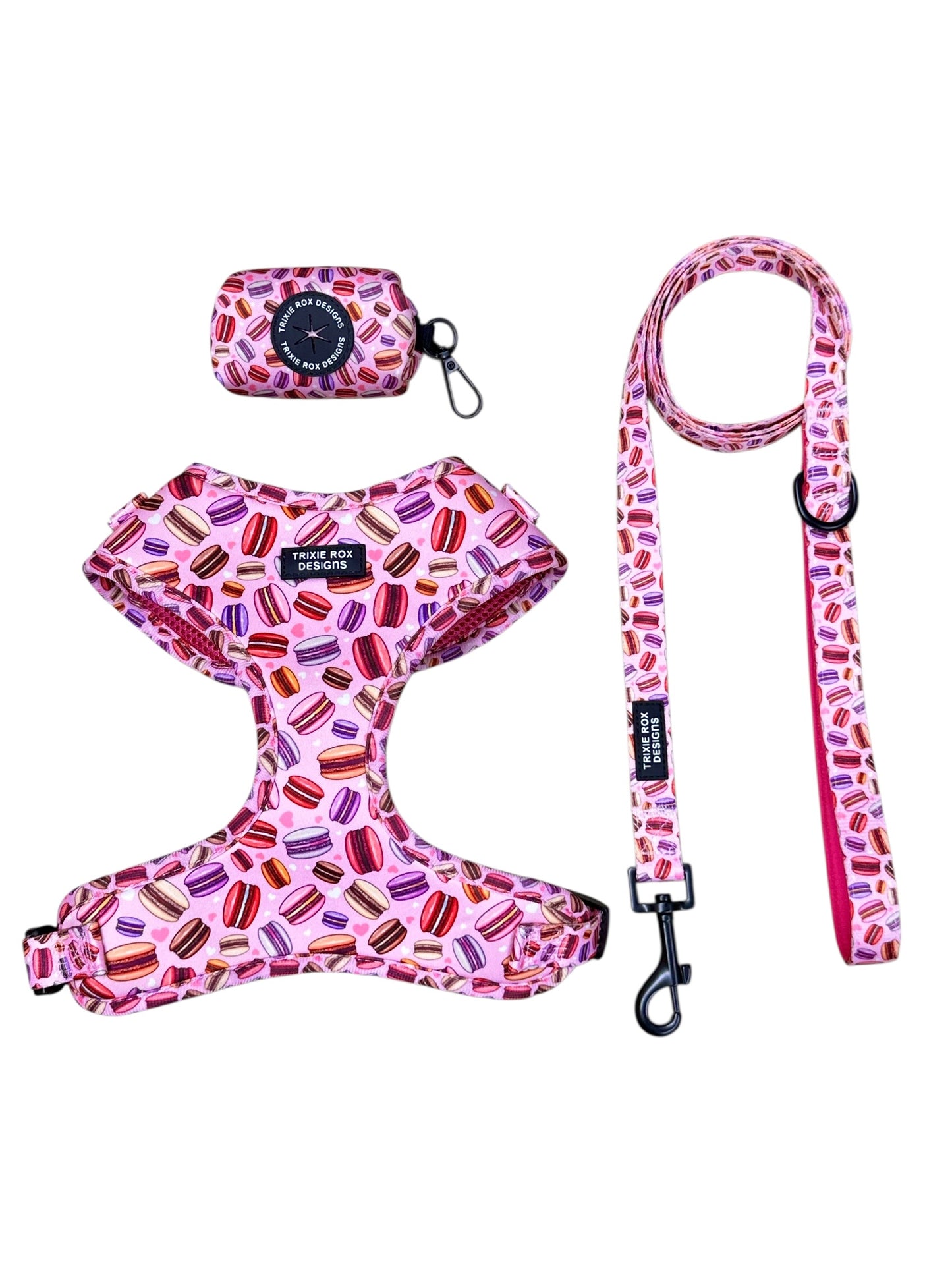 Macaron Neoprene Dog Harness – Adjustable & Comfortable | Add Matching Leash & Poop Bag Set