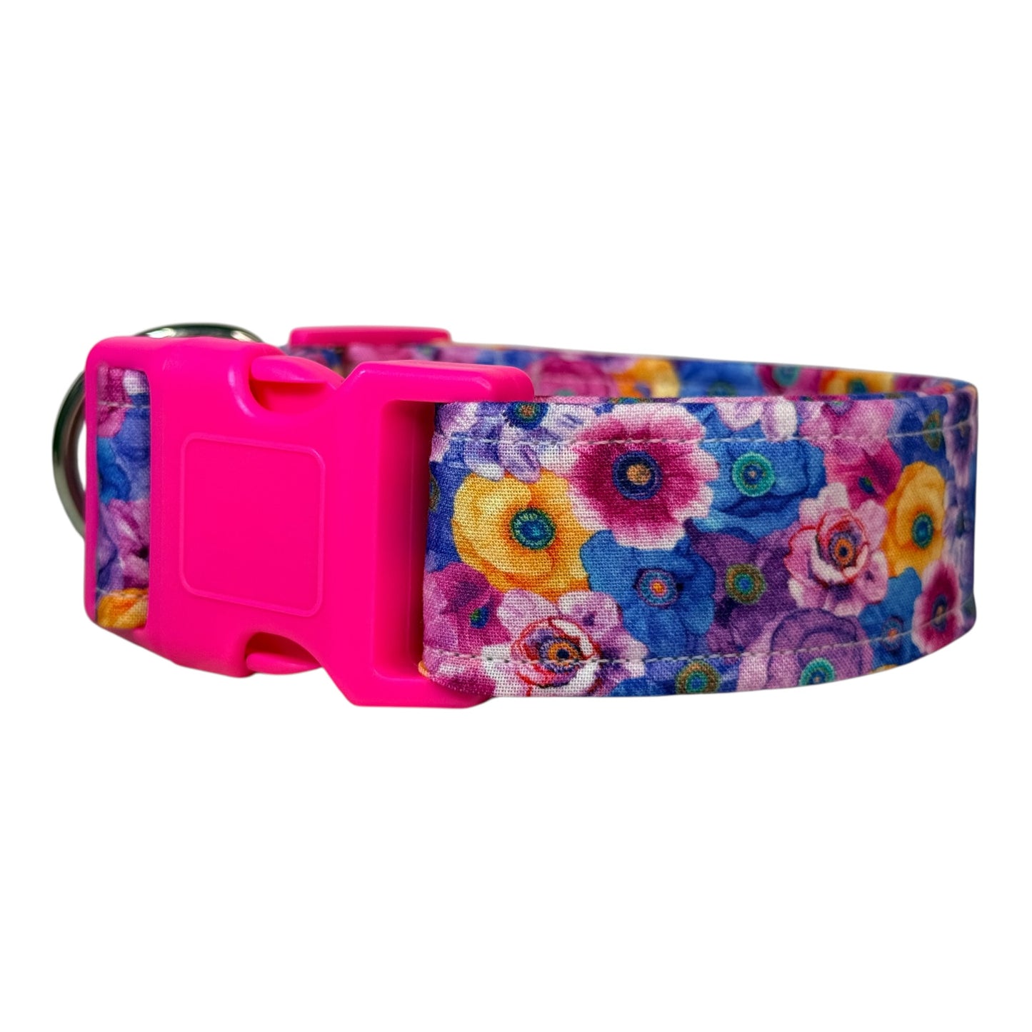 Floral Packed Poppy Handmade dog collar: Adjustable side release, washable cotton fabric, webbing core, customizable hardware (Copy)