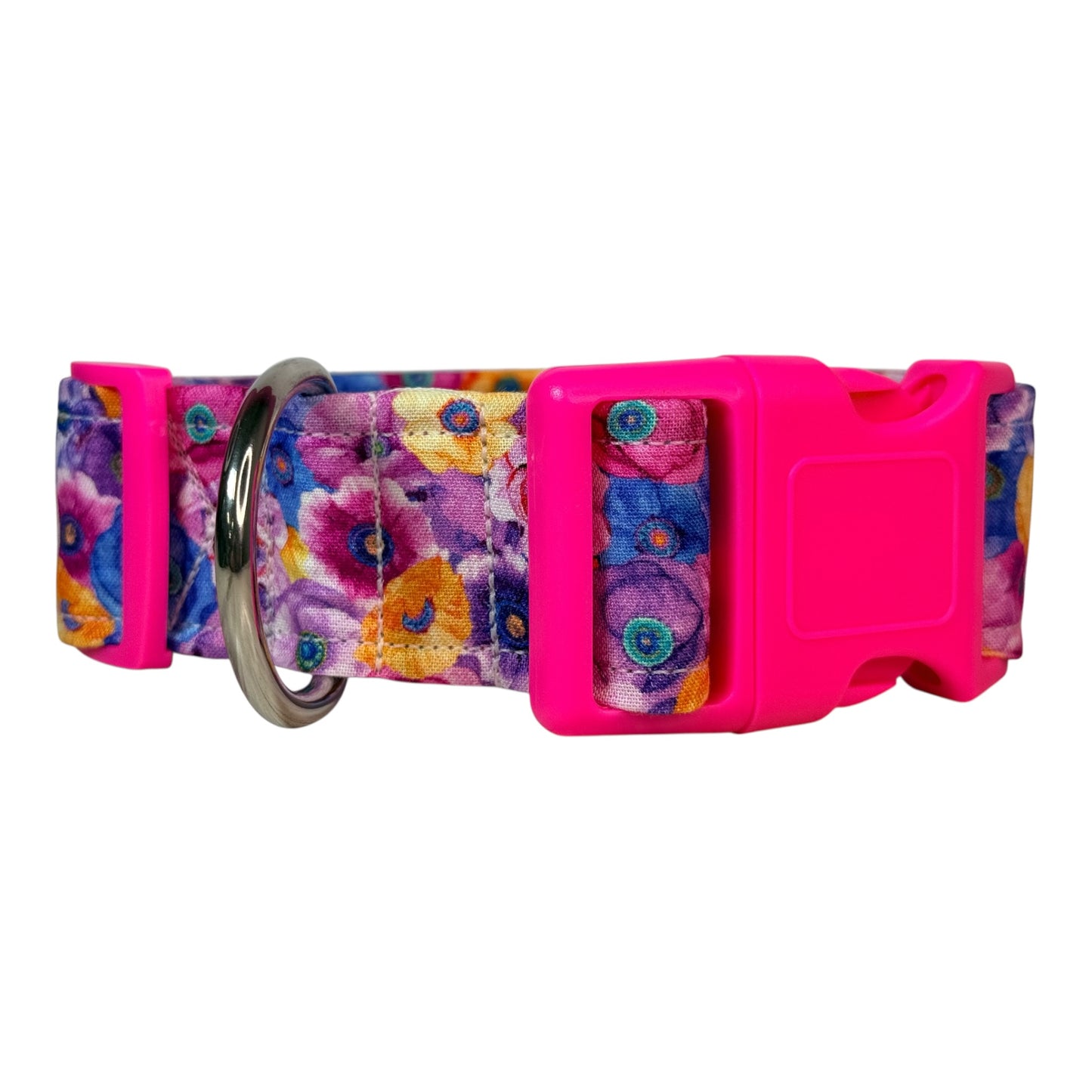 Floral Packed Poppy Handmade dog collar: Adjustable side release, washable cotton fabric, webbing core, customizable hardware (Copy)