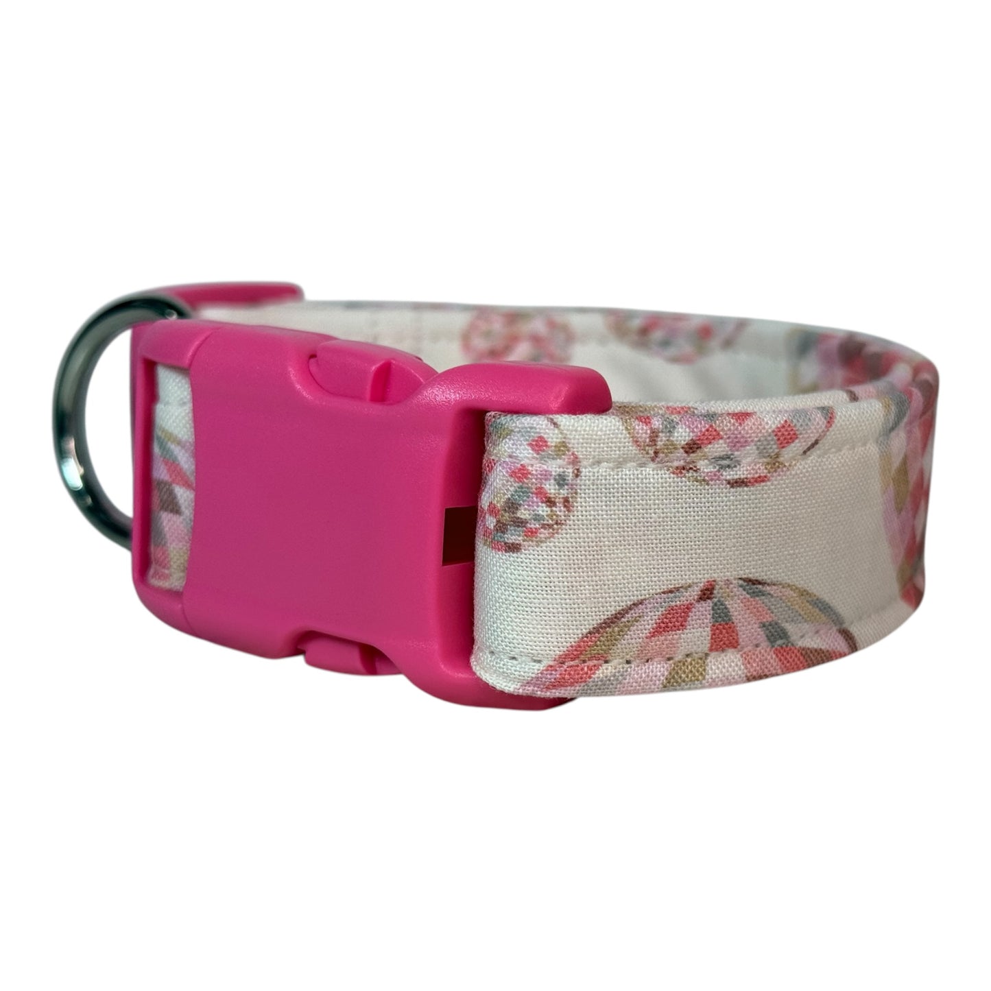Disco Ball Handmade dog collar: Adjustable side release, washable cotton fabric, webbing core, customizable hardware