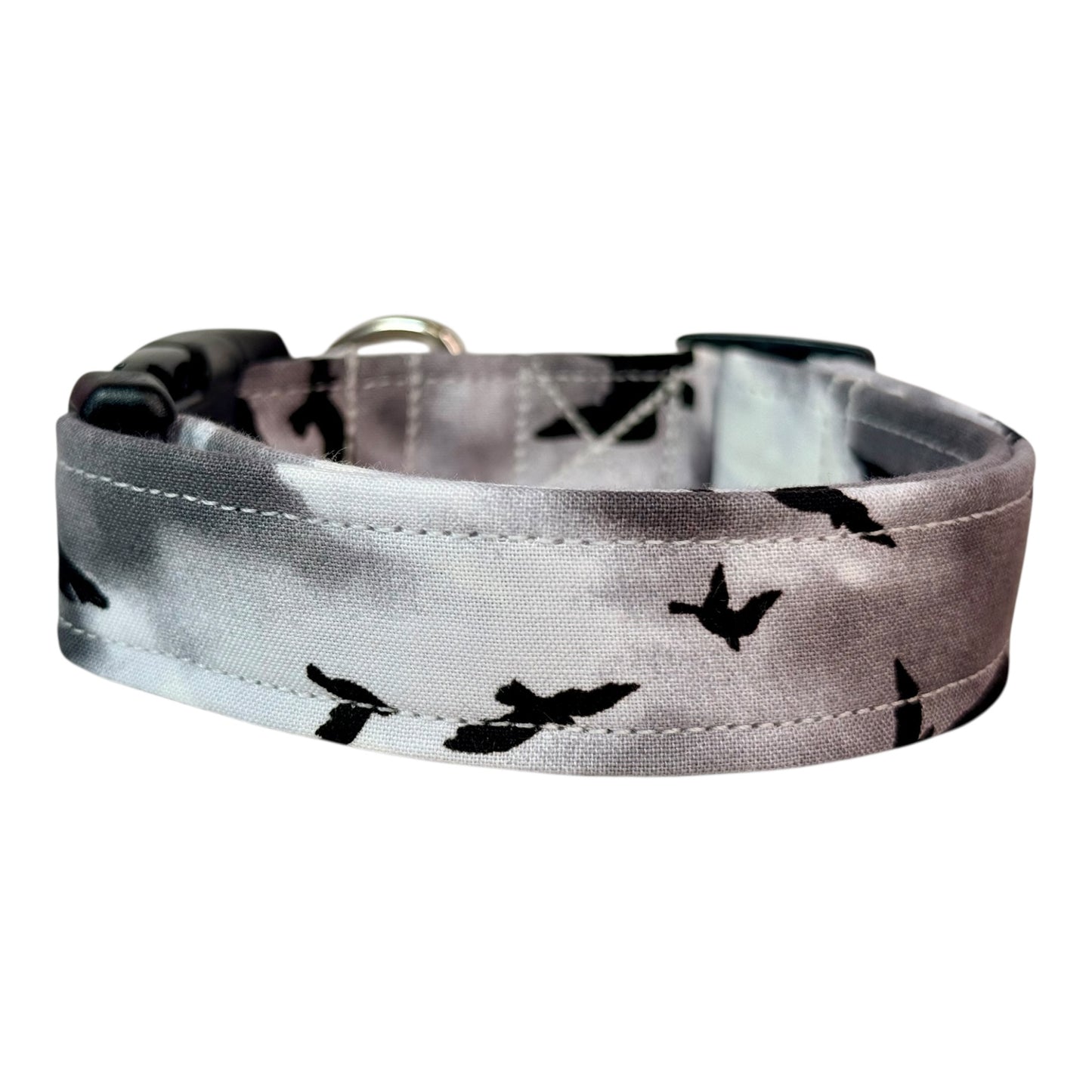 Crows Halloween Handmade dog collar: Adjustable side release, washable cotton fabric, webbing core