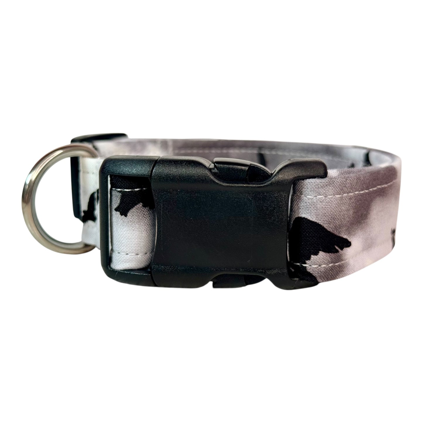 Crows Halloween Handmade dog collar: Adjustable side release, washable cotton fabric, webbing core
