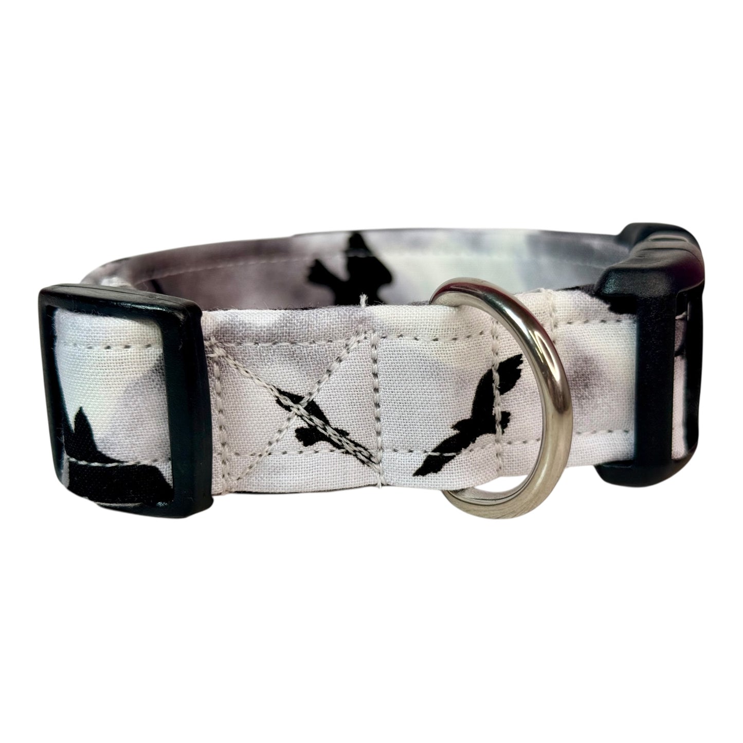 Crows Halloween Handmade dog collar: Adjustable side release, washable cotton fabric, webbing core