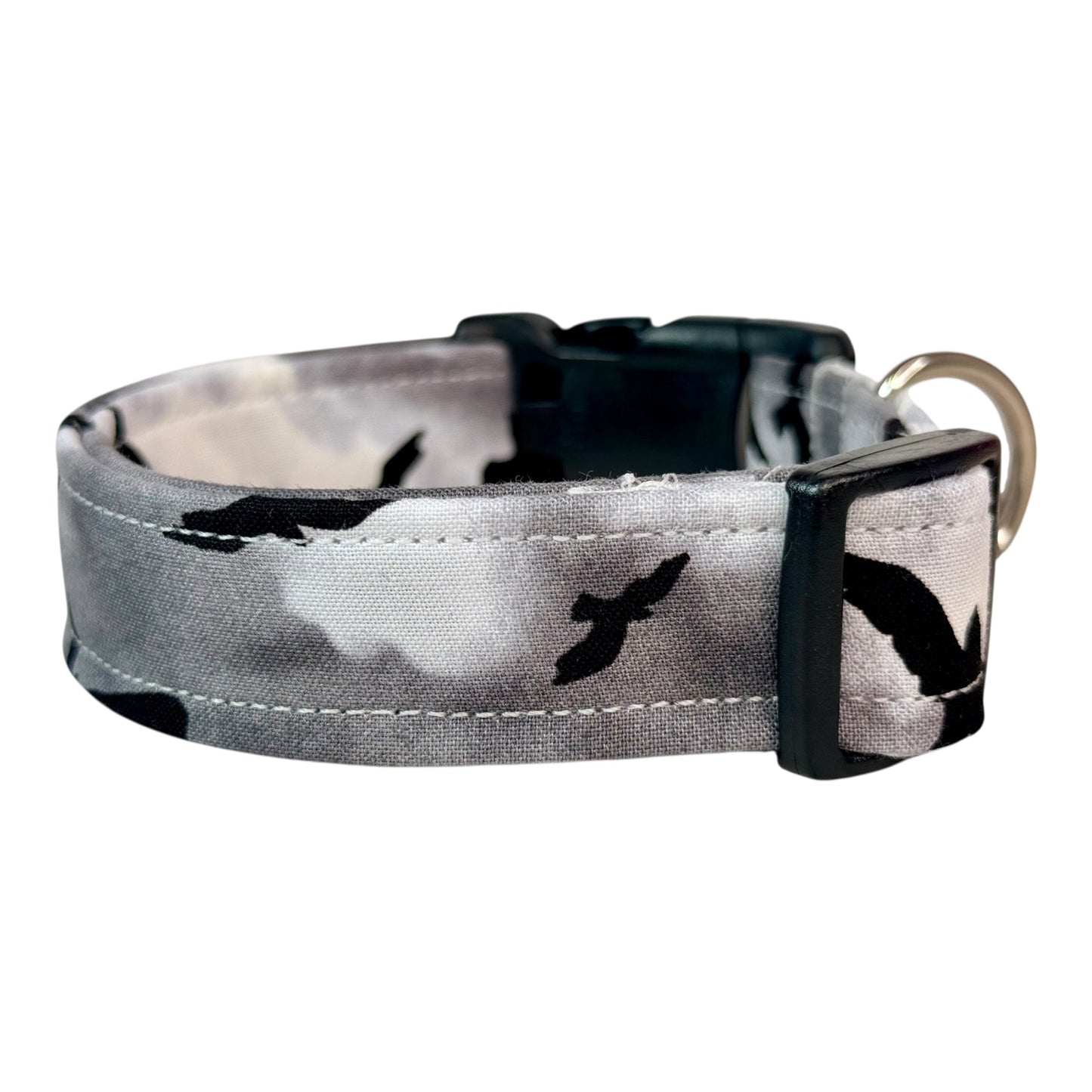 Crows Halloween Handmade dog collar: Adjustable side release, washable cotton fabric, webbing core