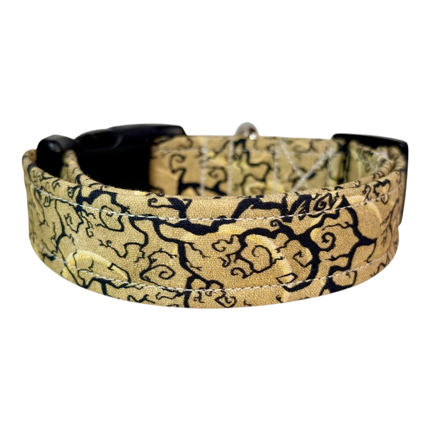 Creepy Tree Halloween Handmade dog collar: Adjustable side release, washable cotton fabric, webbing core