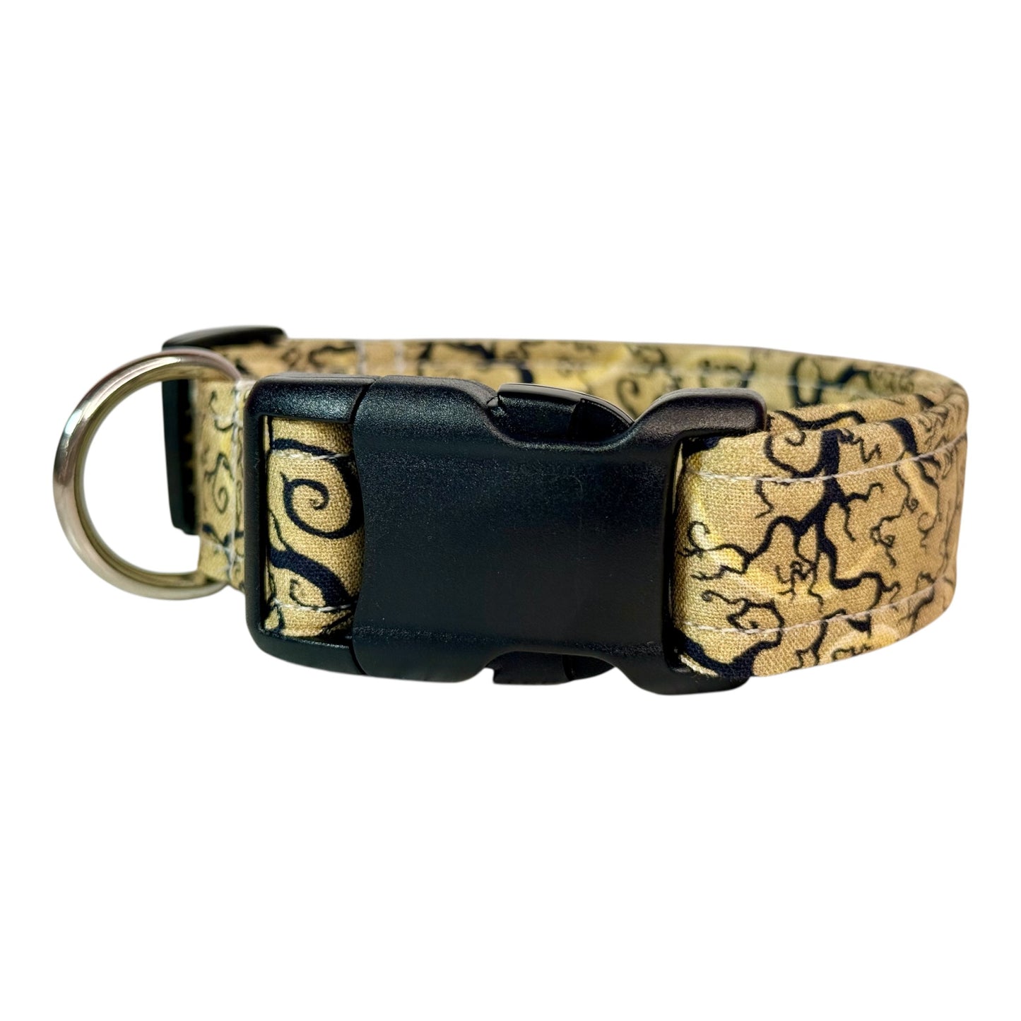 Creepy Tree Halloween Handmade dog collar: Adjustable side release, washable cotton fabric, webbing core