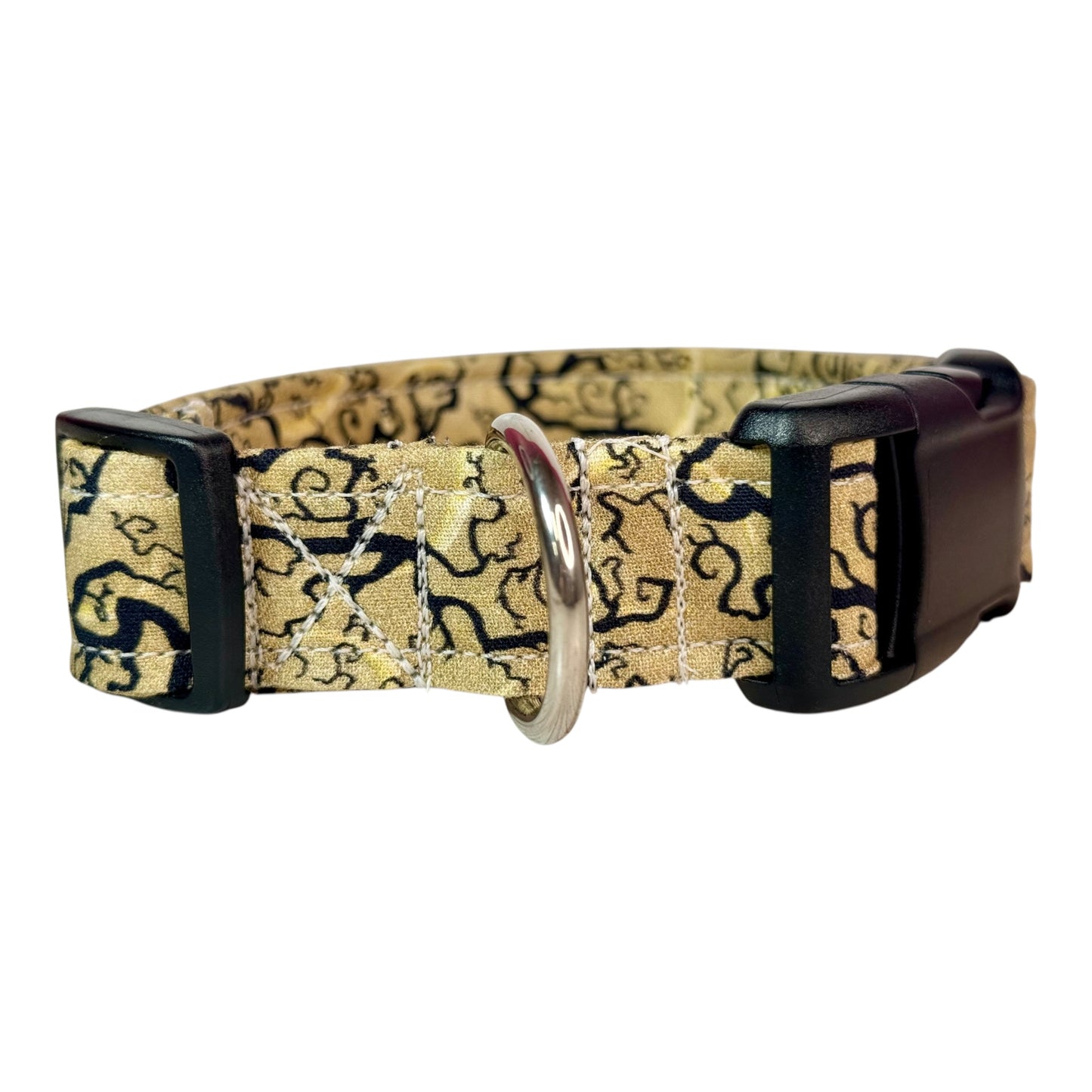 Creepy Tree Halloween Handmade dog collar: Adjustable side release, washable cotton fabric, webbing core