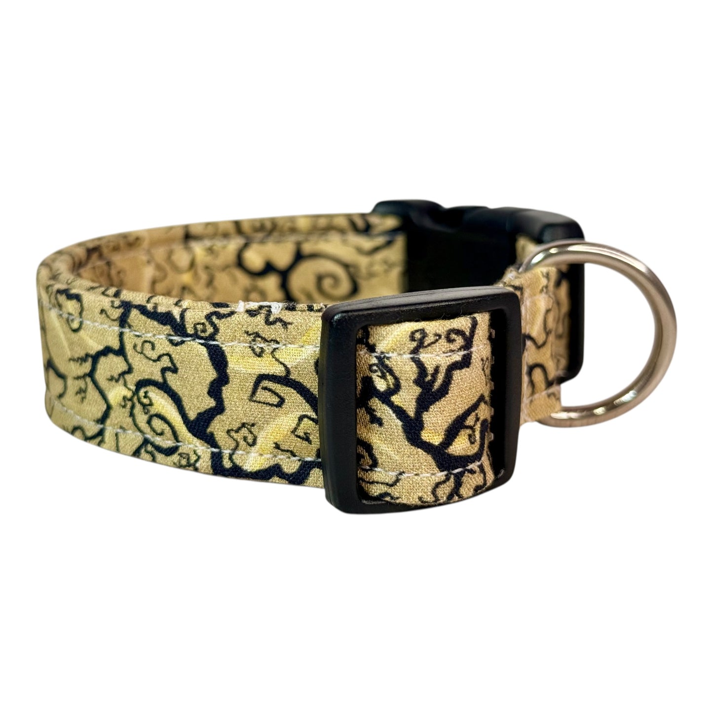 Creepy Tree Halloween Handmade dog collar: Adjustable side release, washable cotton fabric, webbing core