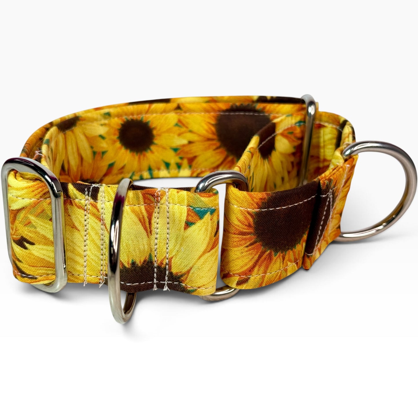 Sunflower handmade martingale dog collar - No buckle, gentle choke training collar, or leash