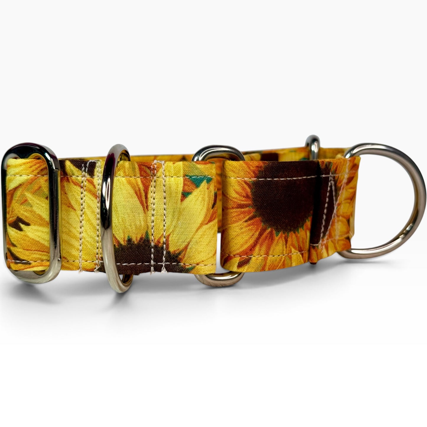 Sunflower handmade martingale dog collar - No buckle, gentle choke training collar, or leash