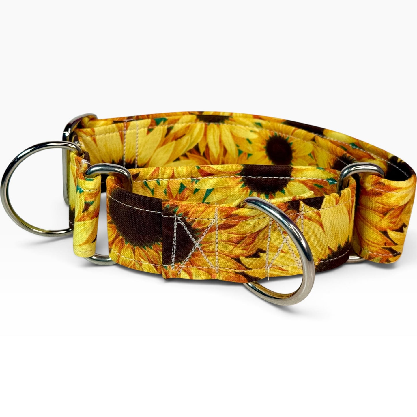 Sunflower handmade martingale dog collar - No buckle, gentle choke training collar, or leash