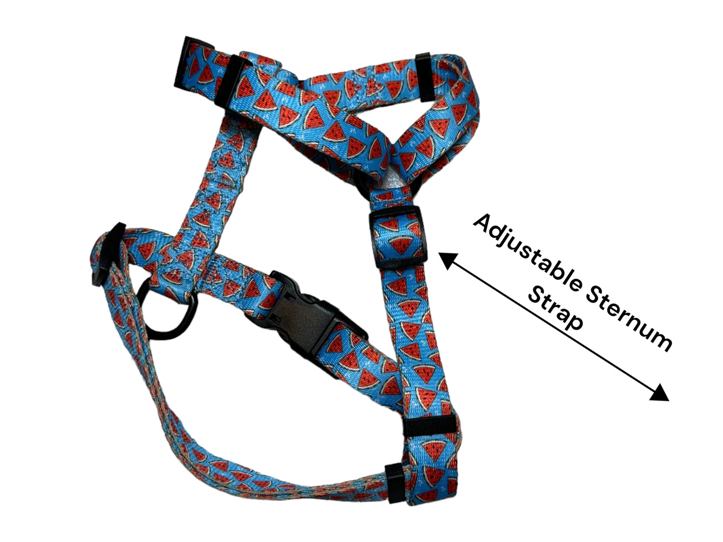 Watermelon Nylon Dog Harness: Adjustable, matching leash and poop back available