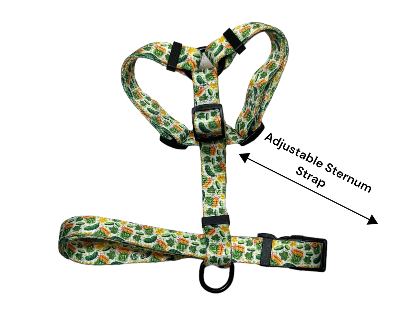 Pickle Nylon Dog Harness: Adjustable, matching leash and poop back available