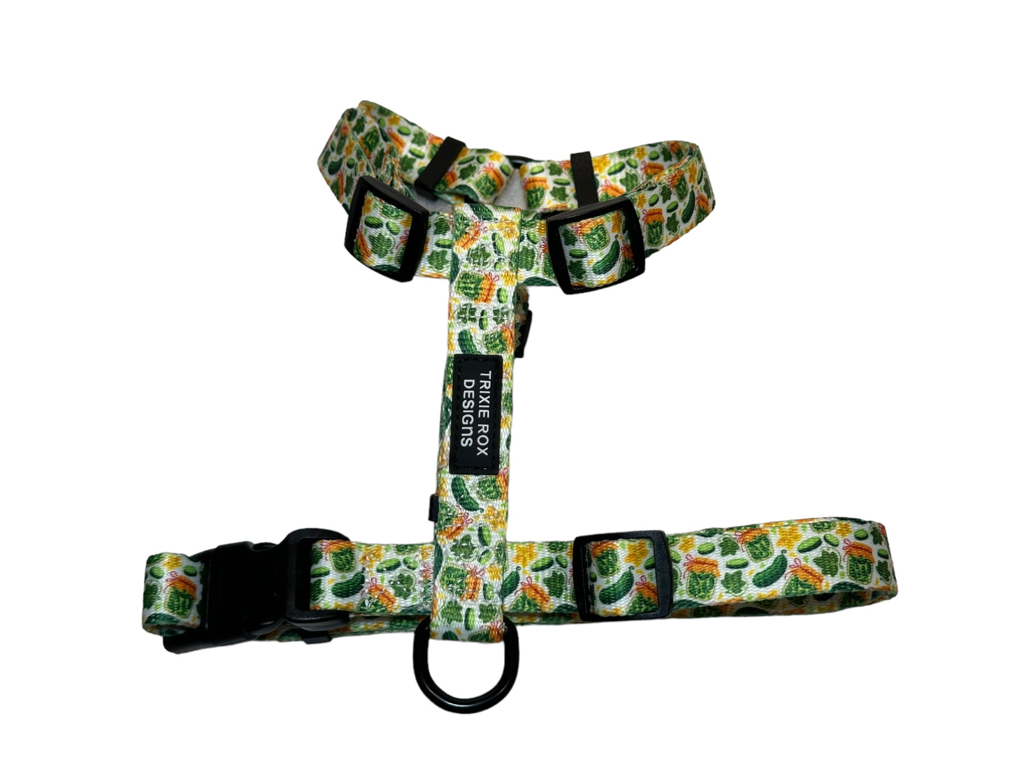 Pickle Nylon Dog Harness: Adjustable, matching leash and poop back available