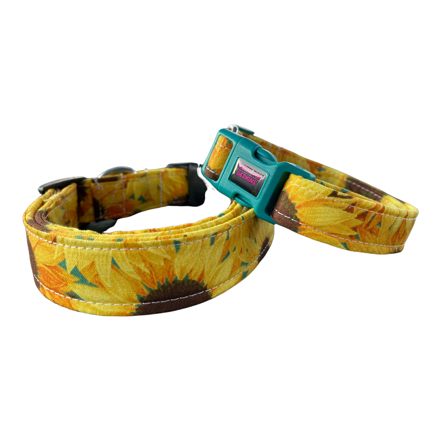 Sunflower dog collar, handmade side release adjustable dog collar