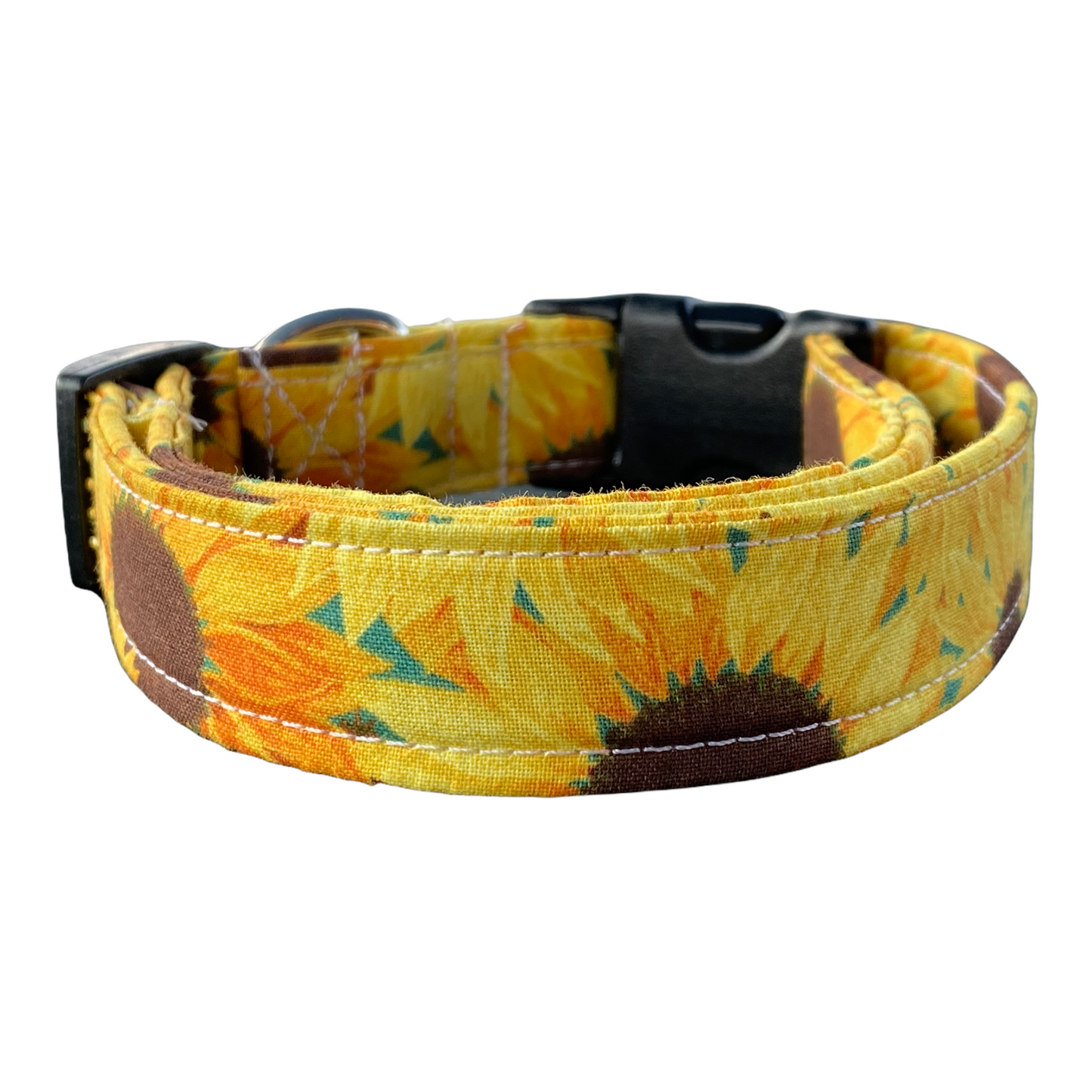 Sunflower dog collar, handmade side release adjustable dog collar