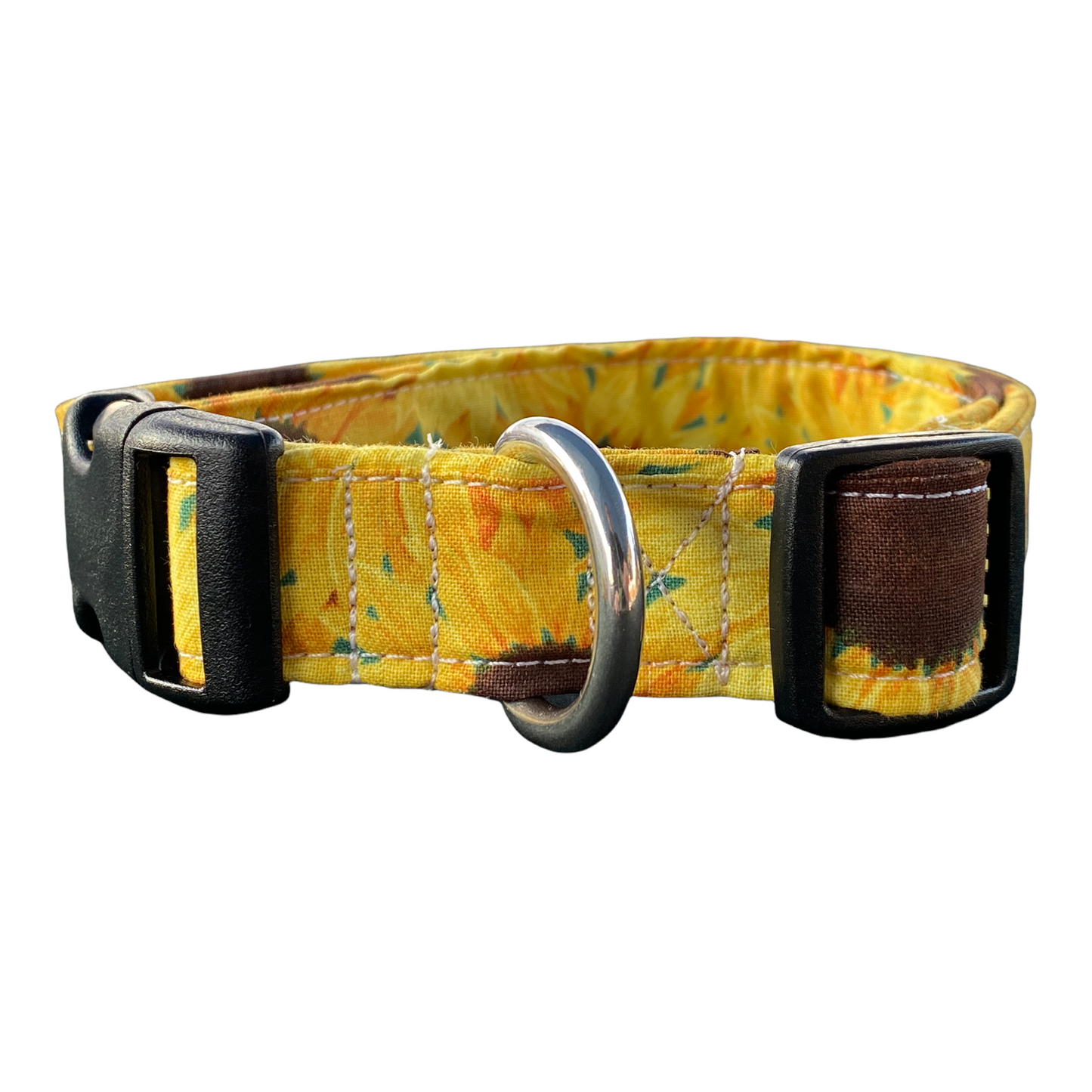 Sunflower dog collar, handmade side release adjustable dog collar