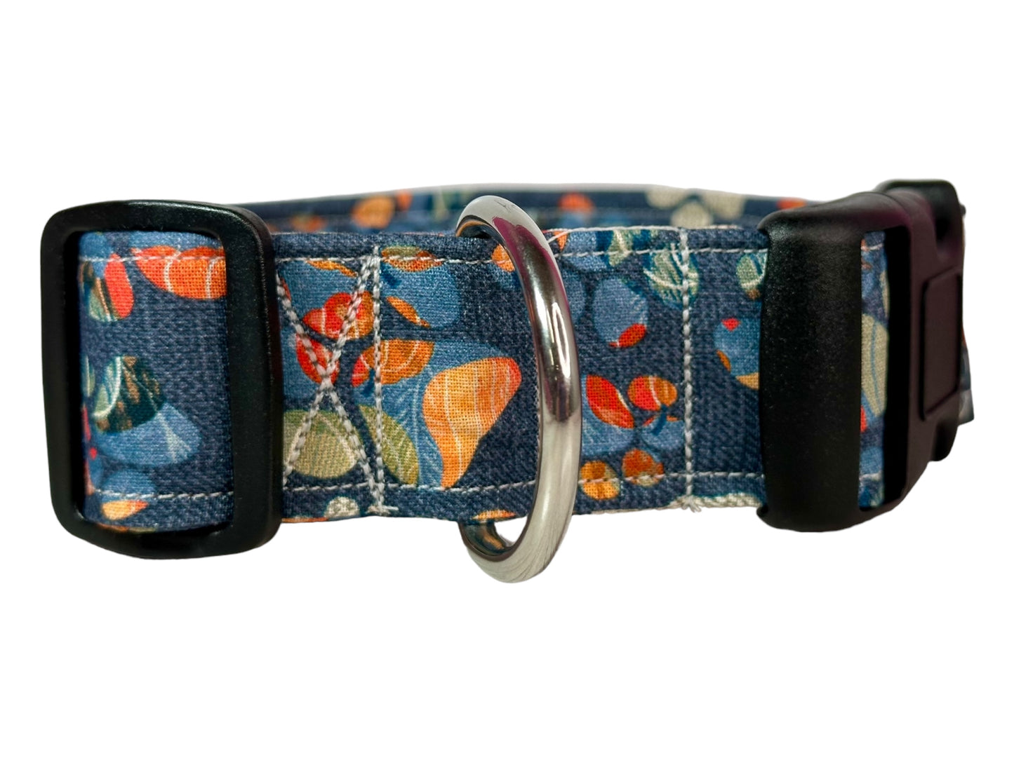Fall Paw Print dog collar, handmade side release adjustable dog collar