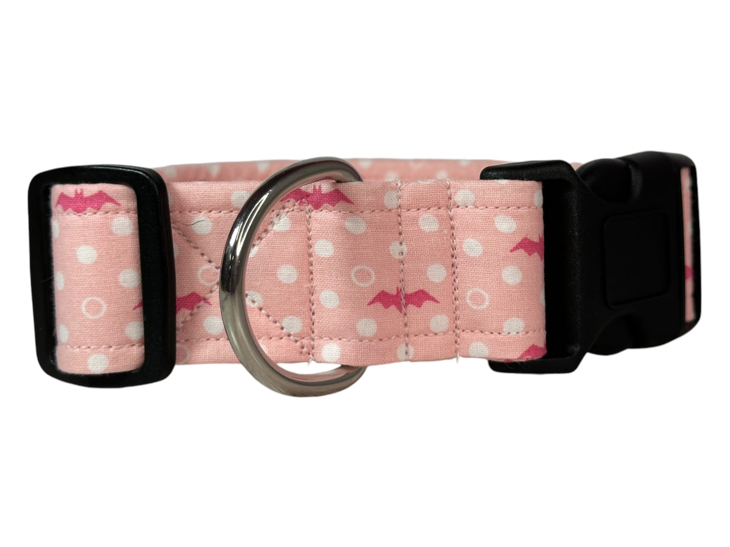Pink Bats Dog collar, handmade side release dog collar