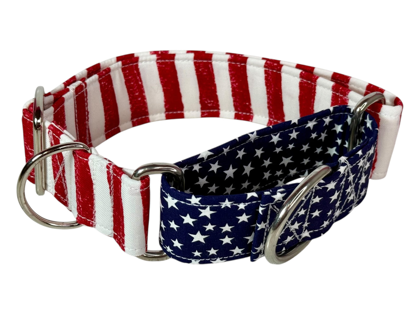 Stars and Stripes martingale dog collar - No buckle, gentle choke training collar