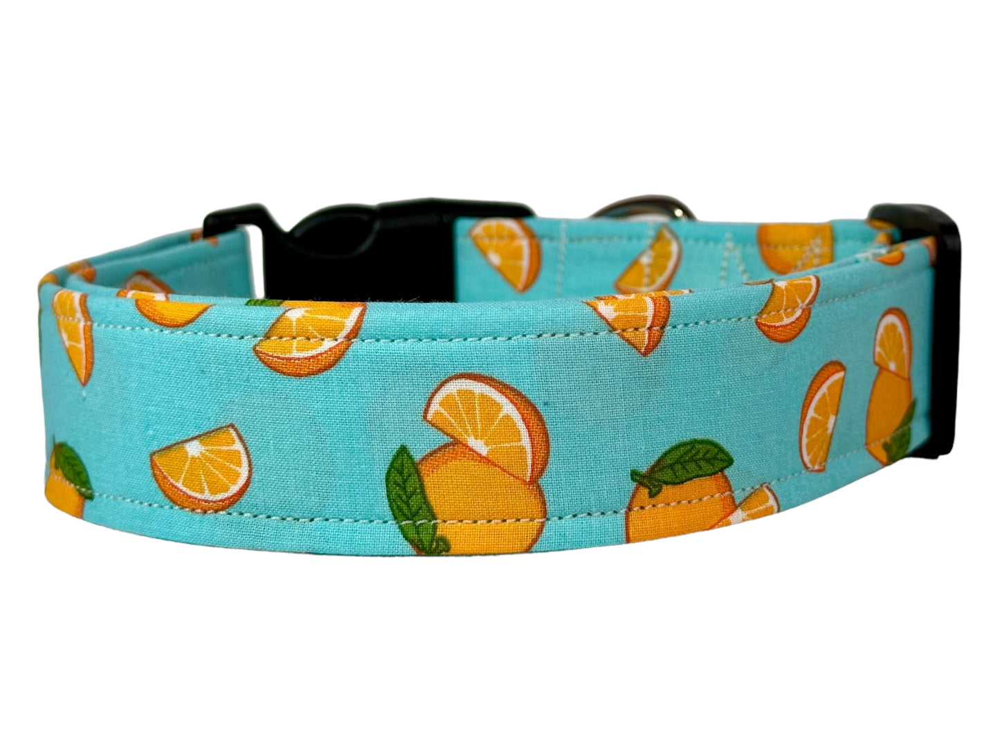 Orange fruit dog collar, handmade side release adjustable dog collar