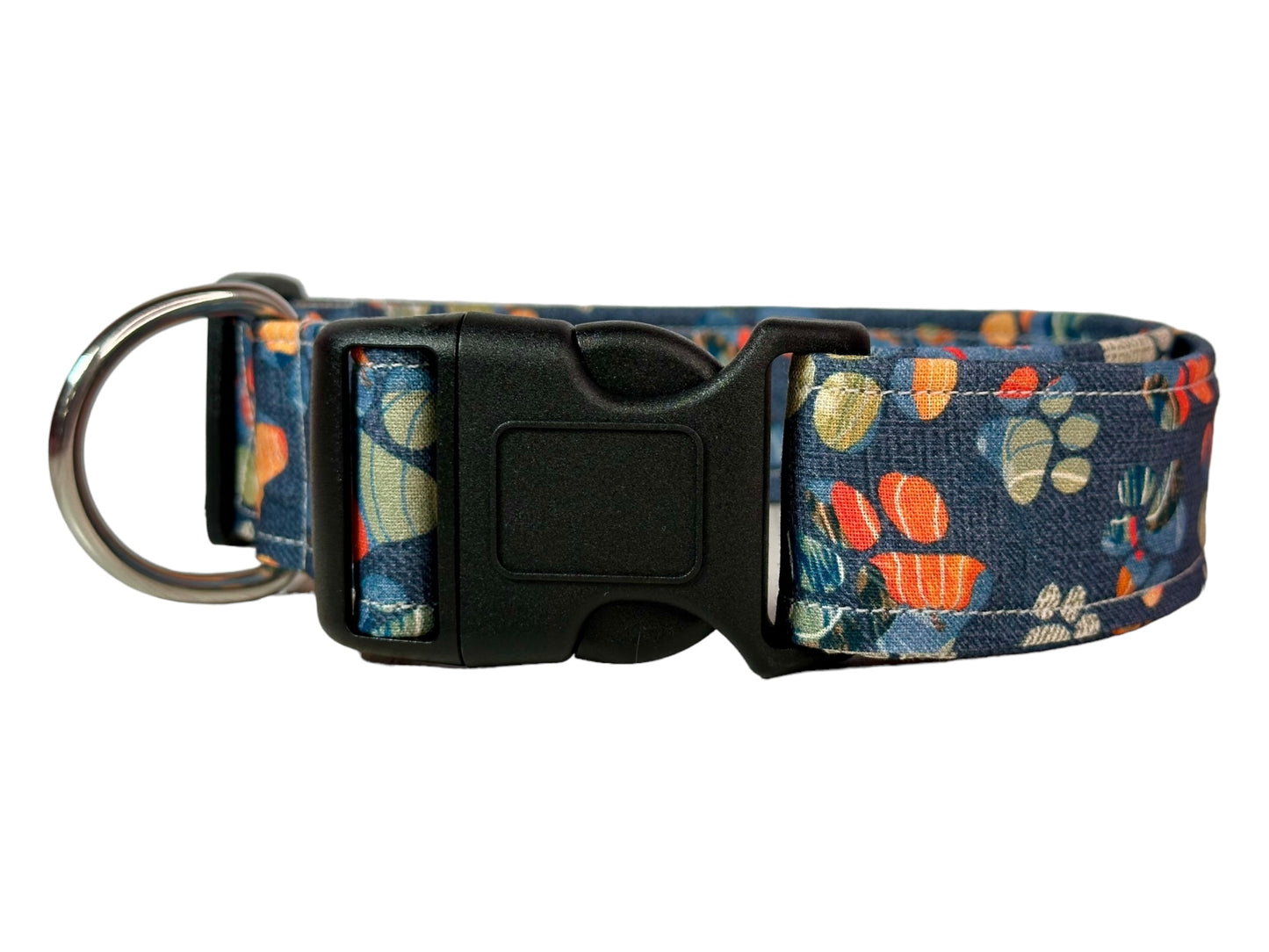 Fall Paw Print dog collar, handmade side release adjustable dog collar