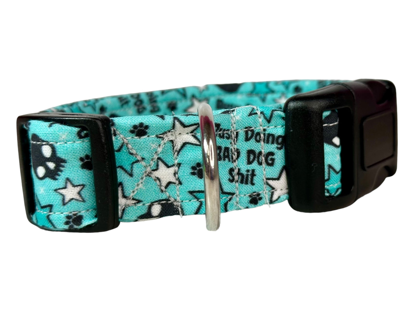 Busy doing bad dog shit dog collar, standard adjustable side release - handmade