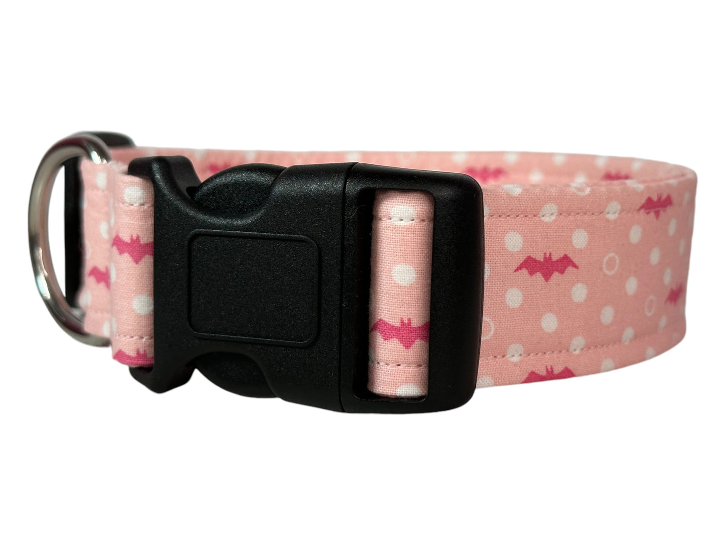 Pink Bats Dog collar, handmade side release dog collar