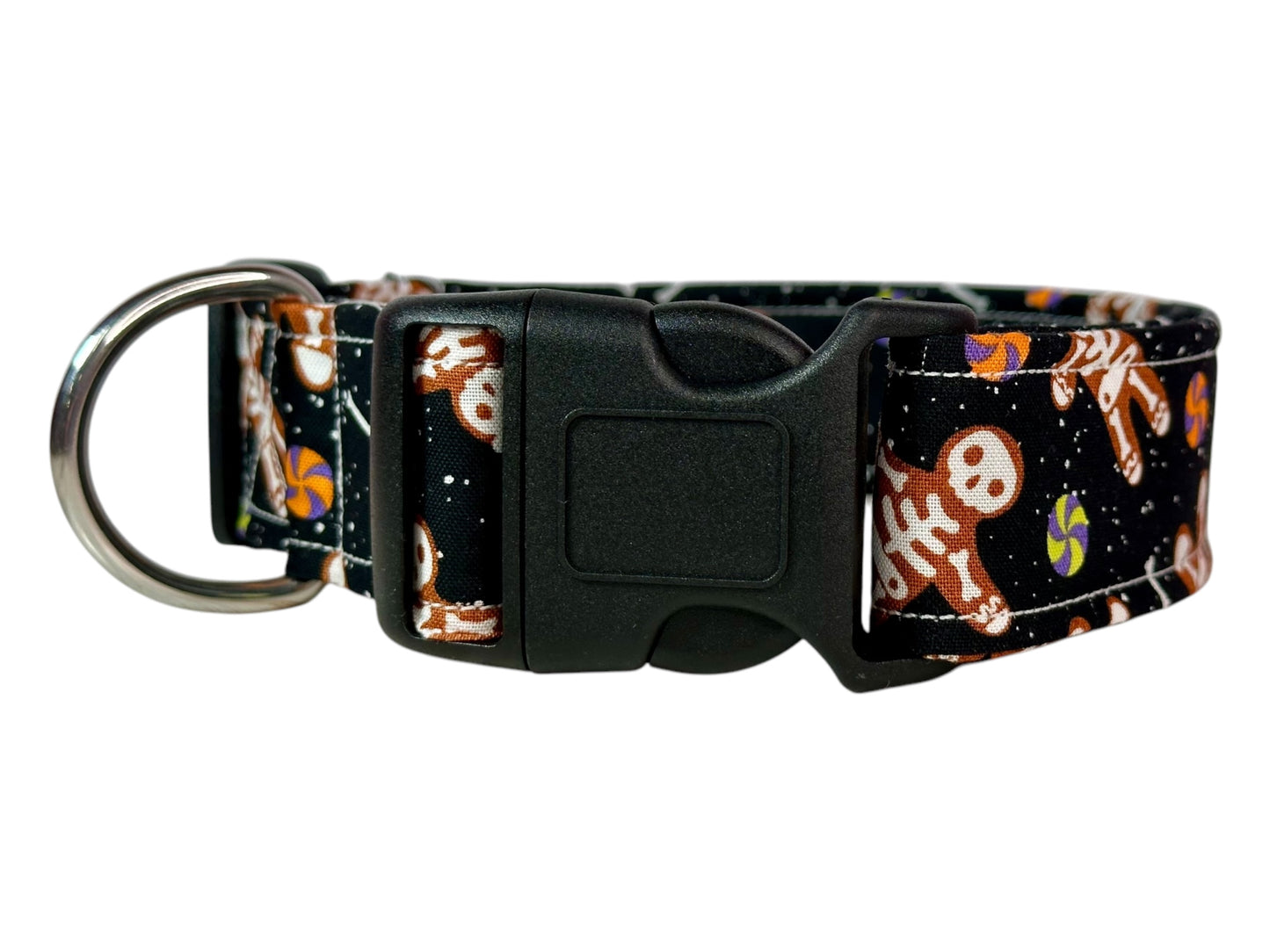 Christmas Gingerbread Skeleton Dog collar, handmade side release dog collar