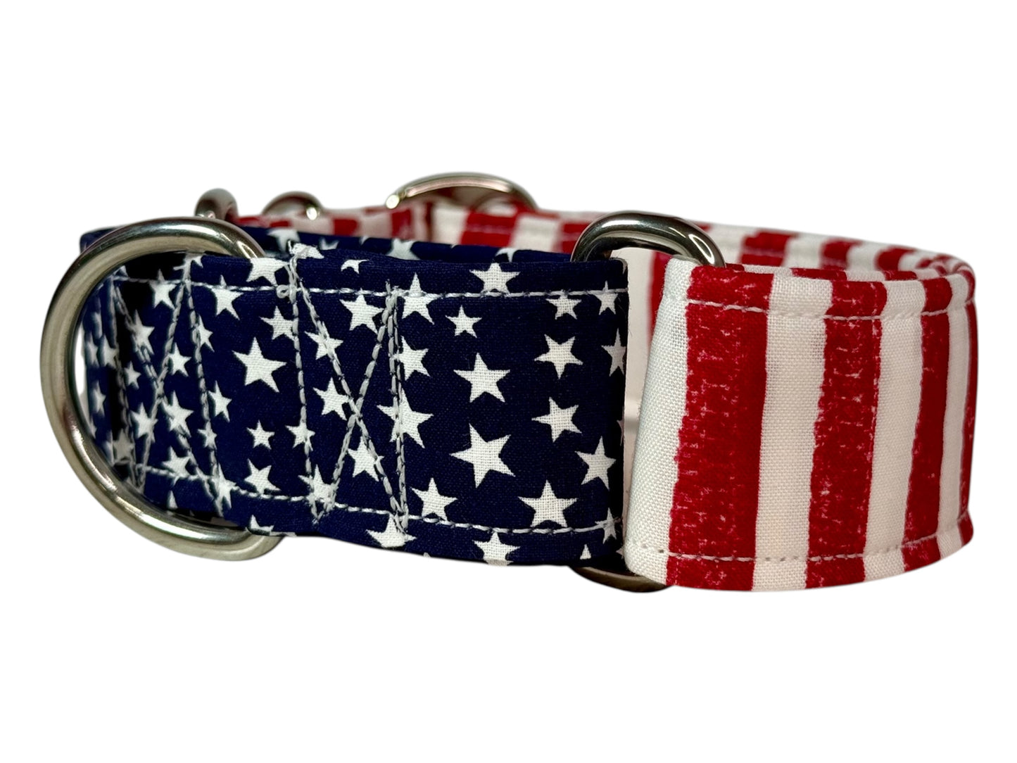 Stars and Stripes martingale dog collar - No buckle, gentle choke training collar