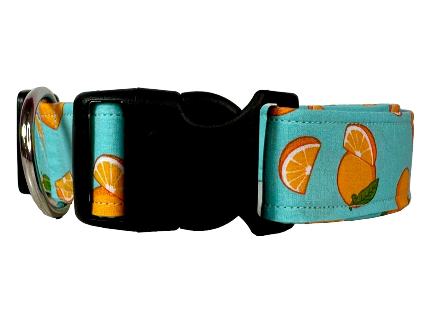 Orange fruit dog collar, handmade side release adjustable dog collar