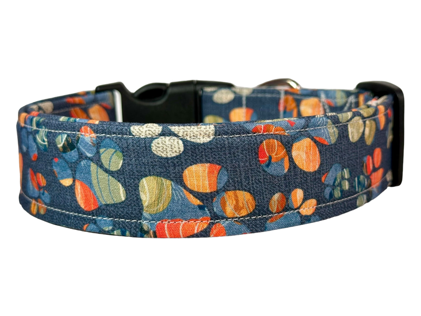 Fall Paw Print dog collar, handmade side release adjustable dog collar